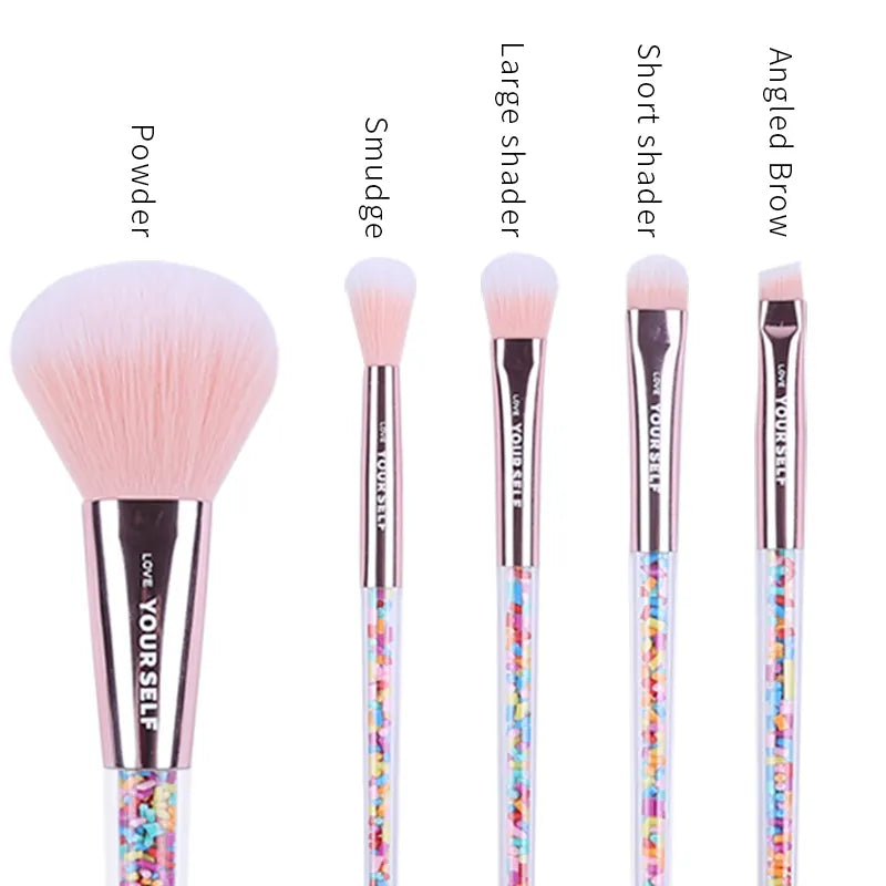 Rainbow Make up brush set