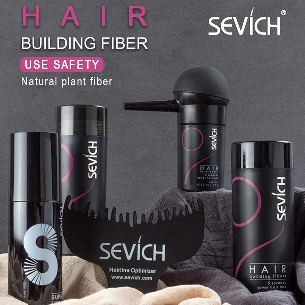 SEVICH Unisex Hair Fibers - 5 Seconds Conceals Loss Hair Rebuilding, Nature Keratin Fibers for Thinning Hair 25g+ applicator