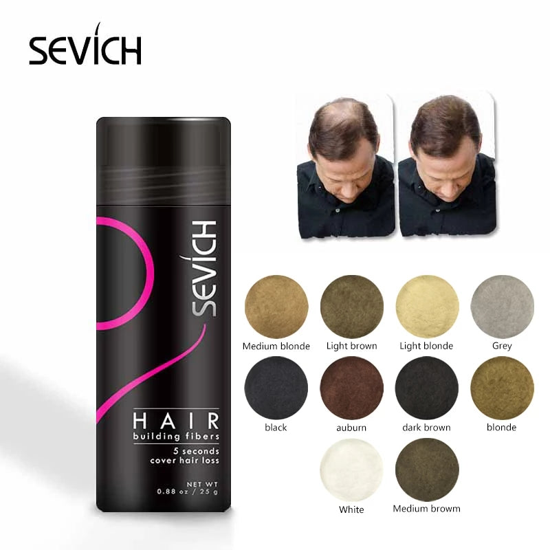 SEVICH Unisex Hair Fibers - 5 Seconds Conceals Loss Hair Rebuilding, Nature Keratin Fibers for Thinning Hair 25g+ applicator