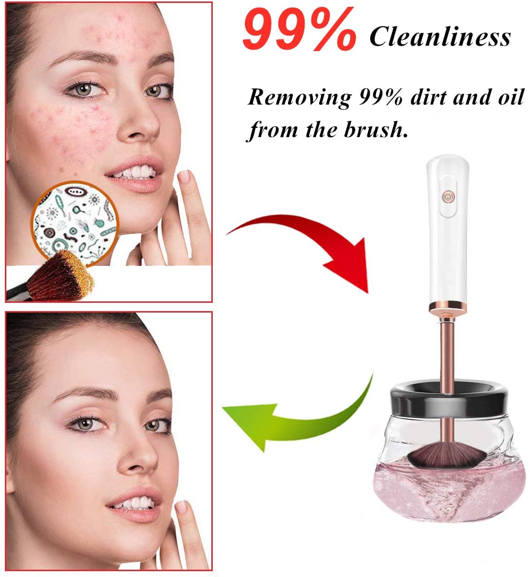 Automatic Electric Professional Convenient Cleaning Quick Dry Makeup Brush& Cleaner Set